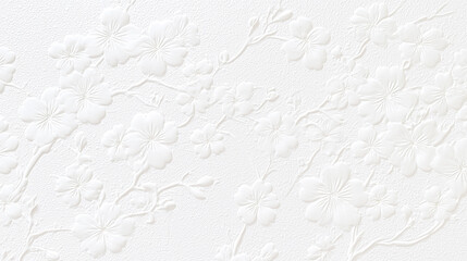 花模様がエンボス加工された白い紙のテクスチャ