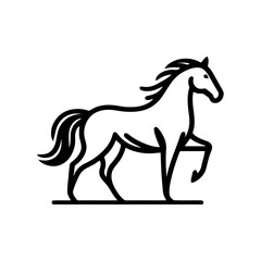 Horse running outline isolated