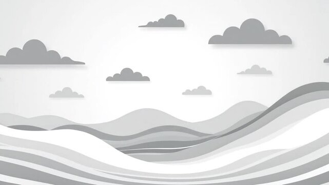 幾何学丘陵パノラマ 薄明の空ベクター風景