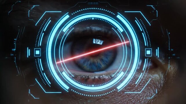 A successful retinal scan grants access in a futuristic security system