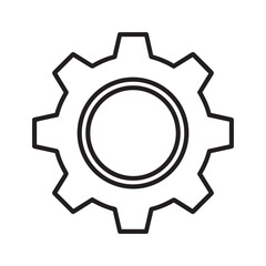 Simple black outline of a gear, isolated on a