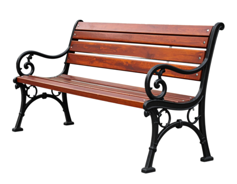 Parkbank isoliert auf weißem Hintergrund, Freisteller, Outdoor Möbel, transparentes Objekt