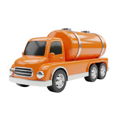 Orange 3D Rendered Cistern Truck with Chrome Accents on a Background tanker liquid isolated on a transparent background