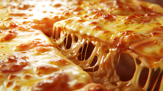 Close-up of Melting Cheese on Hot Pizza Slice