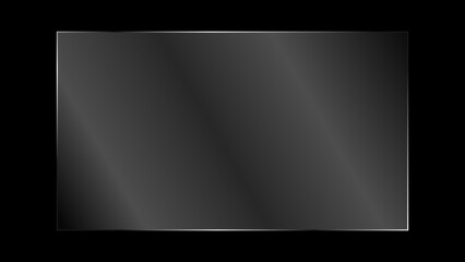 Transparent and clear bright glass plate. Glossy and shiny clean glass panel with realistic light glare and reflection isolated on black background. Vector illustration.