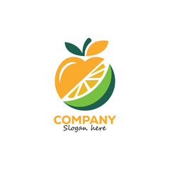Vibrant fruit logo design showcasing fresh healthy orange and lime for your brand identity and company needs
