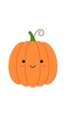 Cute Pumpkin Illustration with Smiling Face for Autumn and Halloween Designs