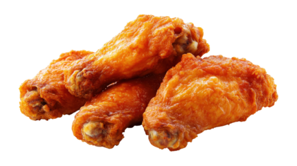 Crispy Fried Chicken Wings isolated on a transparent background