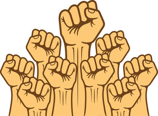 Hand clenched holding flag or ribbon red white 