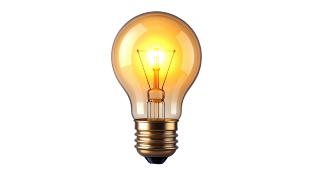 Illuminated incandescent lighting element glows brightly against a solid black background