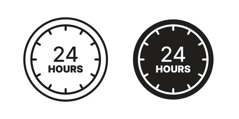24 Hrs icon silhouette vector designs. Editable Strokes