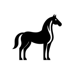 Horse black silhouette in side view