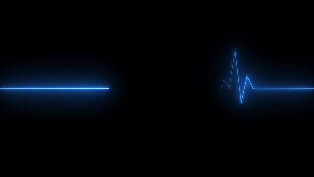 Neon heartbeat icon animation. heartbeat line neon light heart rate display screen medical research.