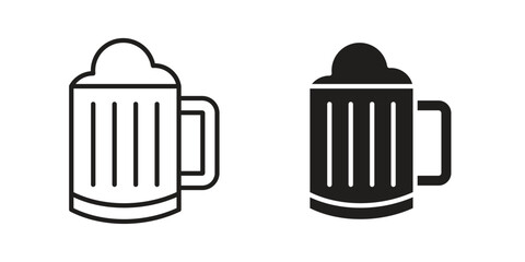 Beer mug icon silhouette vector designs. Editable Strokes