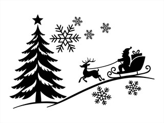 Christmas silhouette black vector white background