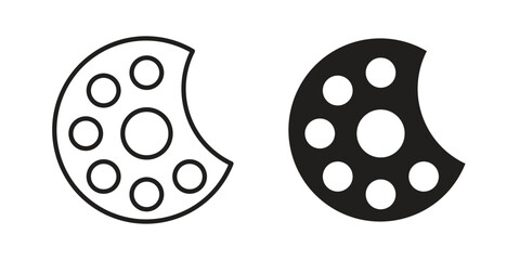 Cookie icon silhouette vector designs. Editable Strokes