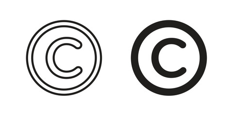 Copyright icon silhouette vector designs. Editable Strokes