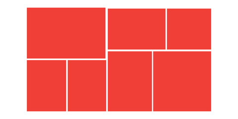 Vector photo collage 7 frames. Empty template for album, scrapbook, memory board, and portfolio display.