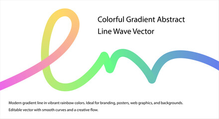 Abstract Gradient Line Vector with Colorful Loop on White Background – Modern Minimal Flow Design for Graphic Use - abstract logo design