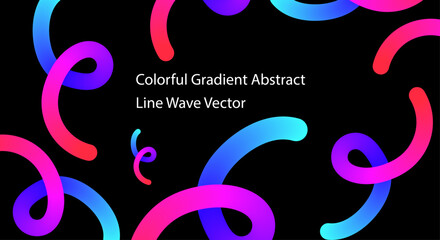 Vibrant Gradient Abstract Wave Vector on Black Background – Modern Color Flow Design for Digital Art and Posters