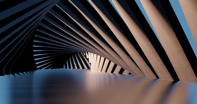 Abstract architecture background geometric shapes in design interior 3d render