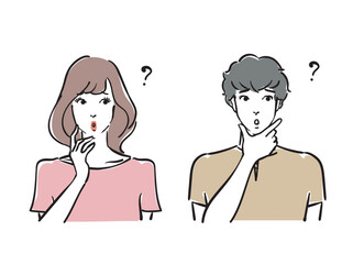 考える爽やかな30代男女