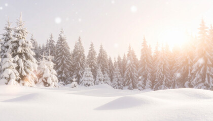 Fototapeta premium Dramatic Purple Sky Over Snow-Drifted Forest Generative AI