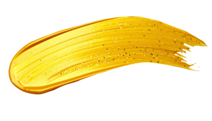 textured abstract metallic yellow color with glitter paint stroke isolated on transparent background, png
