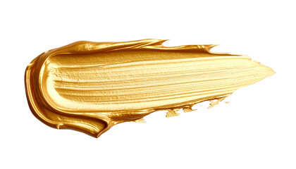 textured abstract golden paint stroke isolated on transparent background, png