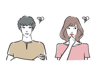 困っている爽やかな30代男女