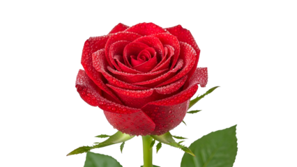 Brilliant crimson bloom covered in sparkling water droplets stands out against a dark backdrop