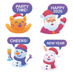 Happy New Year Cute Character Set