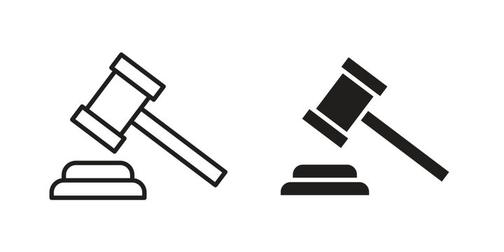 Gavel icon silhouette vector designs. Editable Strokes