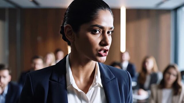 Confident Businesswoman Leading a Meeting