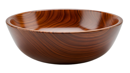 Smooth, highly polished round container exhibits rich brown wood grain texture against a dark background