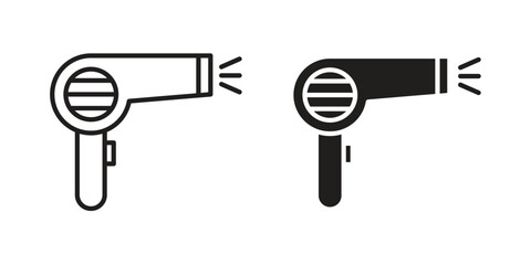Hair dryer icon silhouette vector designs. Editable Strokes