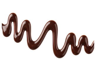 Wavy line of rich, glossy chocolate syrup drizzle for dessert toppings and sweet treats.