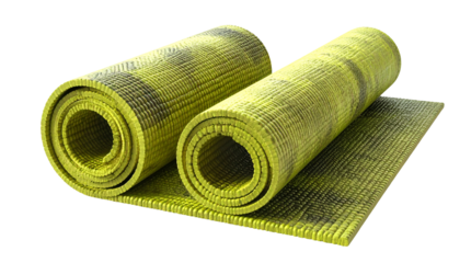 Two rolled exercise mats display a textured surface against a black background