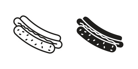 Hot dog icon silhouette vector designs. Editable Strokes