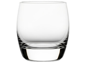 Clear empty glass tumbler with a heavy base, perfect for beverages and drinks
