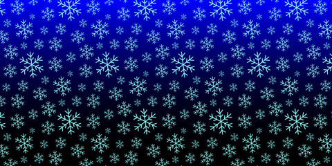 Abstract Winter Snowflake Pattern with Blue to Black Gradient Background, Perfect for Holiday and Seasonal Designs