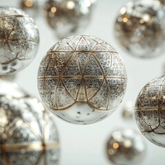 Silver And Gold Geometric Ornamental Balls