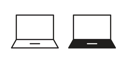 Laptop icon silhouette vector designs. Editable Strokes