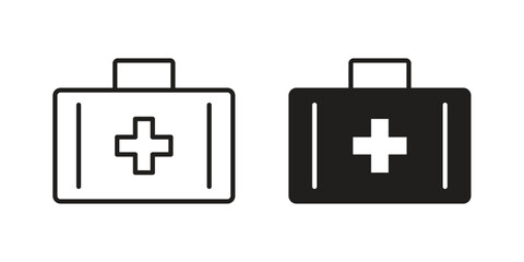 Fototapeta premium Medical kit icon silhouette vector designs. Editable Strokes