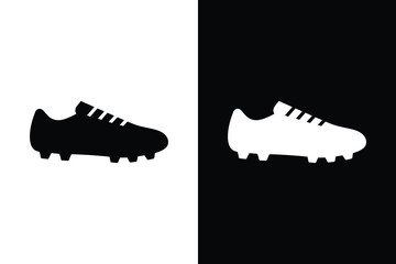 Black and white soccer cleat silhouette on clean background © MdTaz