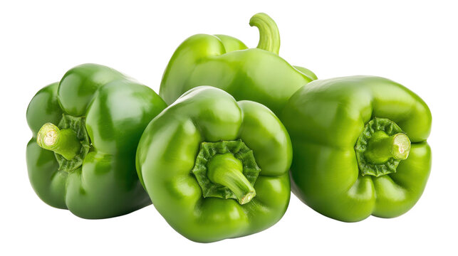 Green Bell Peppers Group isolated on a transparent background