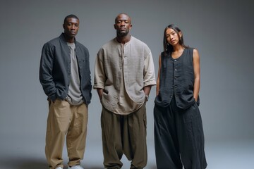 A group of three people standing next to each other