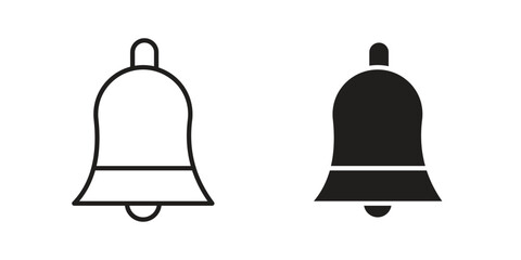 Notification bell icon silhouette vector designs. Editable Strokes