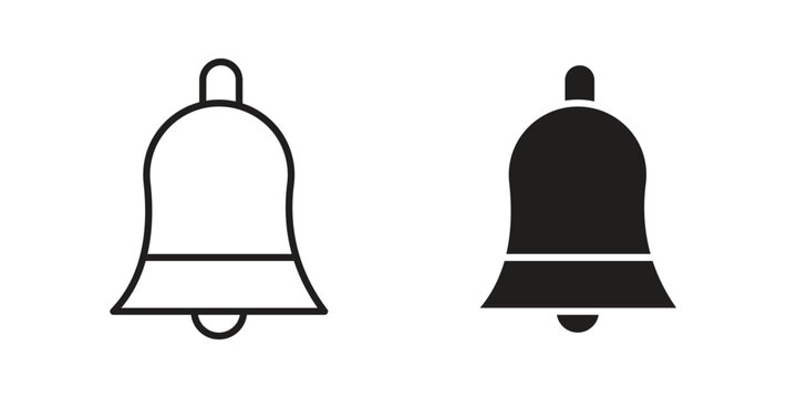Notification bell icon silhouette vector designs. Editable Strokes