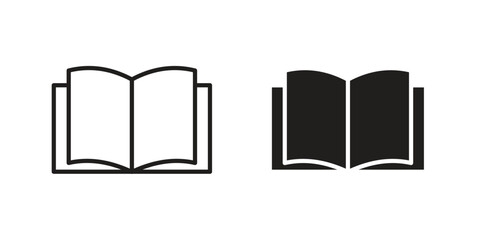 open book icon silhouette vector designs. Editable Strokes